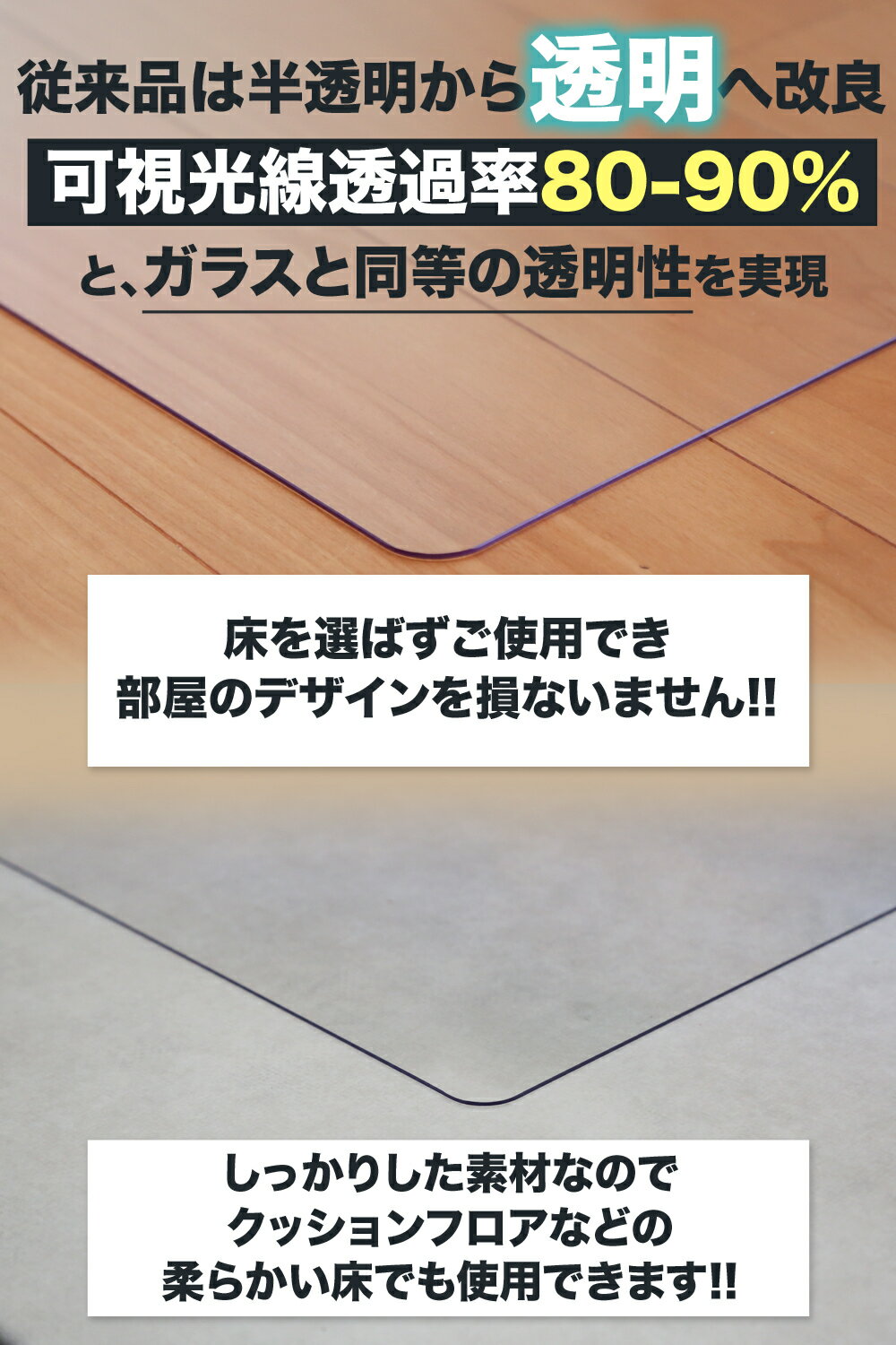 冷蔵庫マット冷蔵庫マット冷蔵庫下マット透明ポリカポリカボネートポリカーボネートキズ凹み防止ポリカーボネート