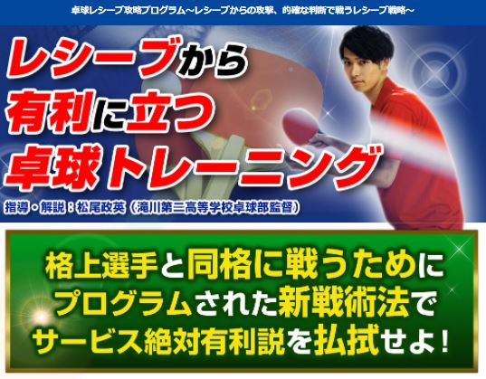 卓球レシーブ攻略プログラム〜レシーブからの攻撃、的確な判断で戦うレシーブ戦略〜DVD【滝川第二高校卓球部監督 松尾政英指導】ラケット バタフライ アシックス dvd付き 勝利をつかむ! ラバー マフラータオル 魅せられて、卓球 p3α トランスポーツ おまけ付き ミズノ asics