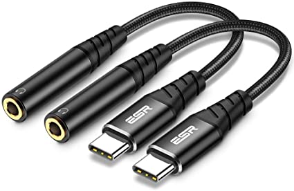 ESR タイプCイヤホン変換ケーブル Type-Cイヤホンジャック 3.5mm Aux端子 USB-Cイヤホン 音声通話/音量調節/音楽 対応機種:iPad Pro 2020 /iPad Pro 2018/ipad air4/Google pixel