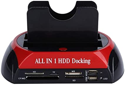 HDDドック ハードディスクドック SATA IDEドック デュアル LEDライト付け パソコン 周辺機器 サポート32Gメモリカード/CFスロット/SDスロット/XDスロット/MSスロット/T-Flash/mini SD/Micro SD