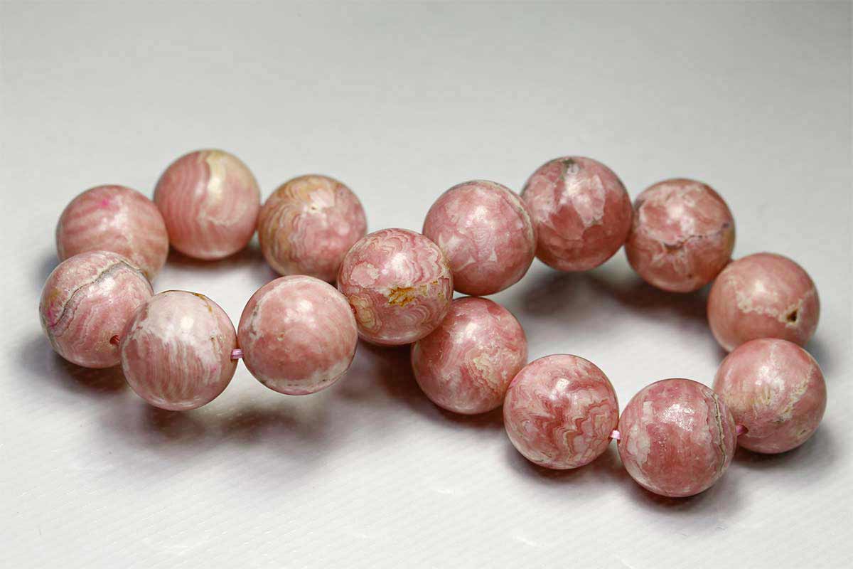 インカローズ ロードクロサイト ブレスレット 13.8mm パワーストーン 天然石 原石