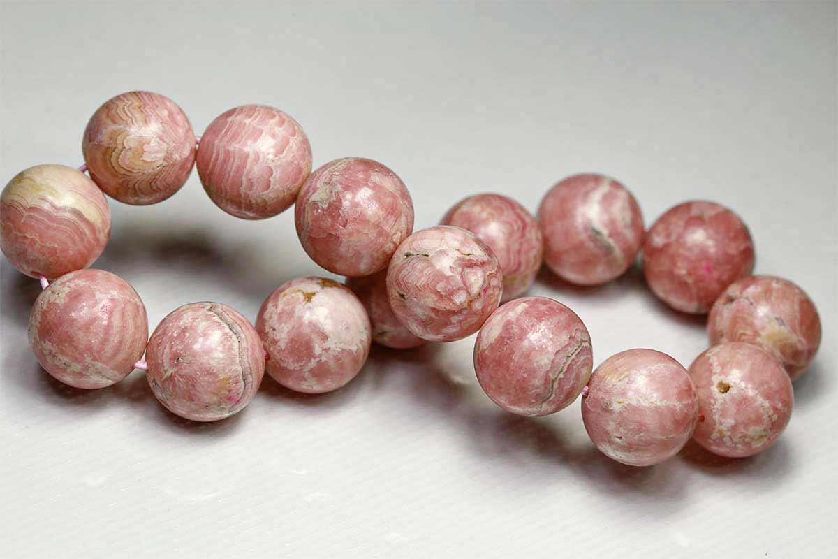 インカローズ ロードクロサイト ブレスレット 13.8mm パワーストーン 天然石 原石