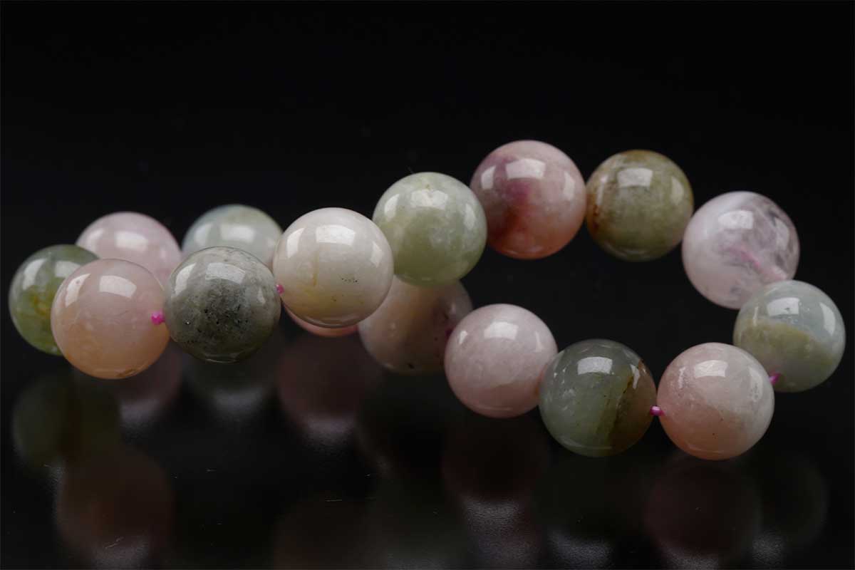 緑柱石 ベリル 粒径13mm パワーストーン ブレスレット アクアマリン エメラルド モルガナイト ビクスバイト