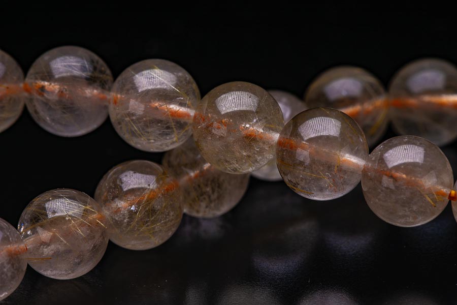 ゴールド金針ルチルクォーツ 粒径9.6mm ルチルクォーツ ルチレイテッドクォーツ パワーストーン ブレスレット