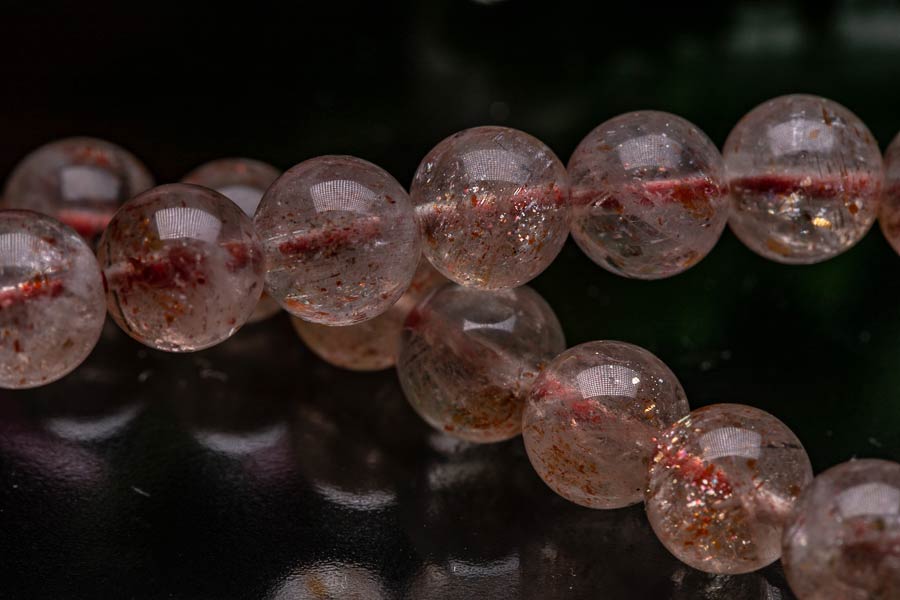 サンストーン 粒径8.4mm マイカサンストーン パワーストーン 原石 ストロベリークォーツ