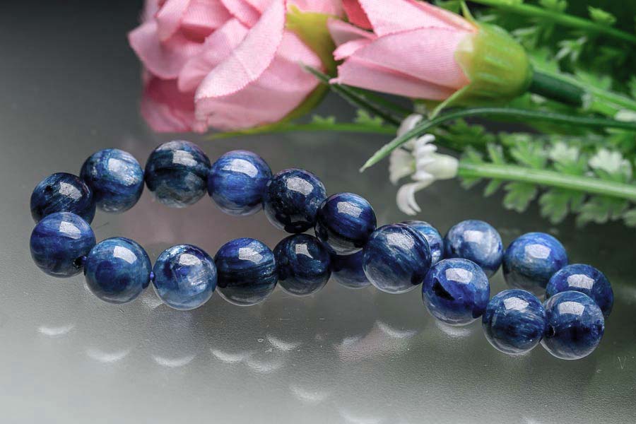 AA カイヤナイト 粒経9mm 藍晶石 らんしょうせき パワーストーン 天然石 原石