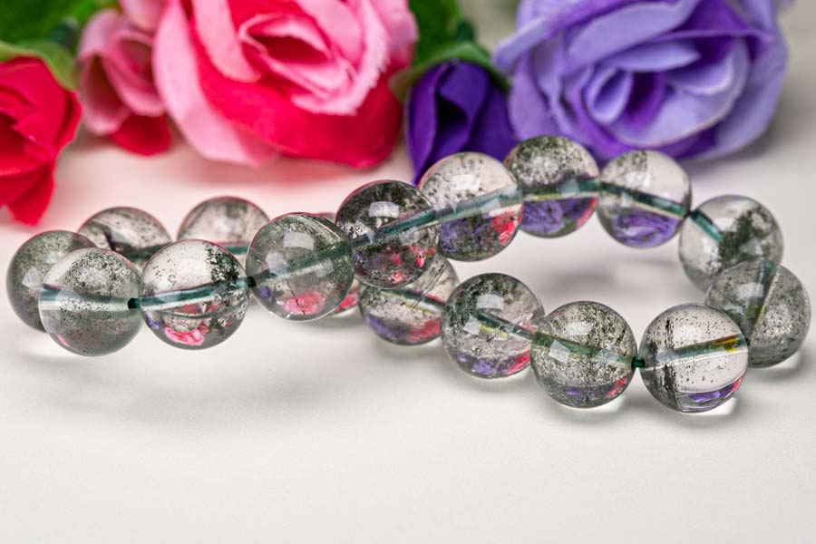 グリーンファントムクォーツ ブレスレット 12.2mm-12.8mm ファントムクォーツ ガーデンクォーツ