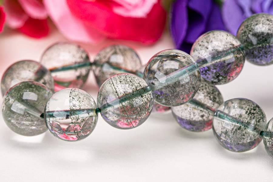 グリーンファントムクォーツ ブレスレット 12.2mm-12.8mm ファントムクォーツ ガーデンクォーツ