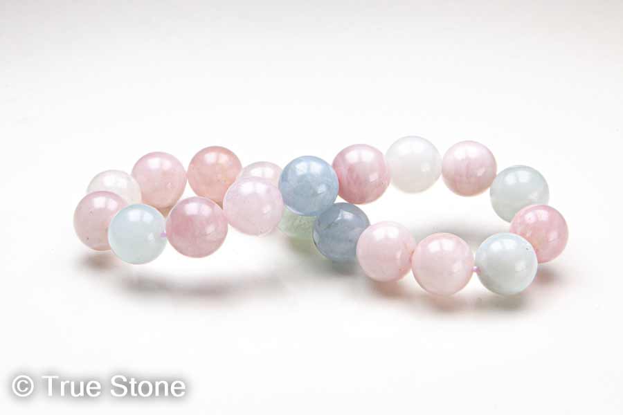 緑柱石 ベリル ミックスベリル ブレスレット 10mm アクアマリン モルガナイト グリーンベリル ホワイトベリル