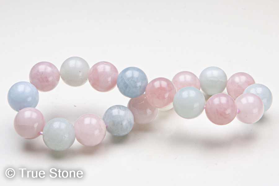 緑柱石 ベリル ミックスベリル ブレスレット 10mm アクアマリン モルガナイト グリーンベリル ホワイトベリル