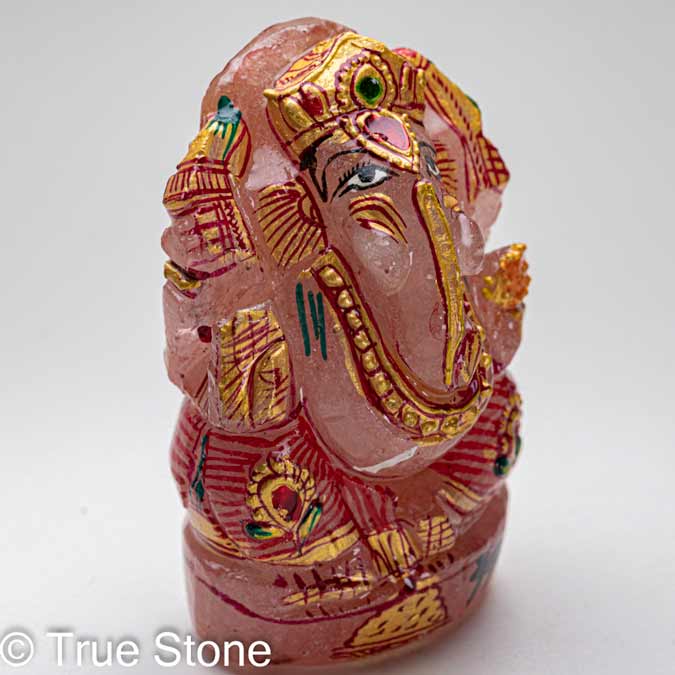 ローズクォーツ ガネーシャ 神 ゾウ 像 106g 紅水晶 バラ石英 夢をかなえるゾウさん