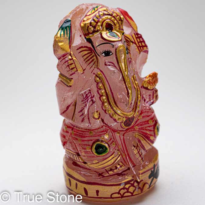 ローズクォーツ ガネーシャ 神 ゾウ 像 77g 紅水晶 バラ石英 夢をかなえるゾウさん