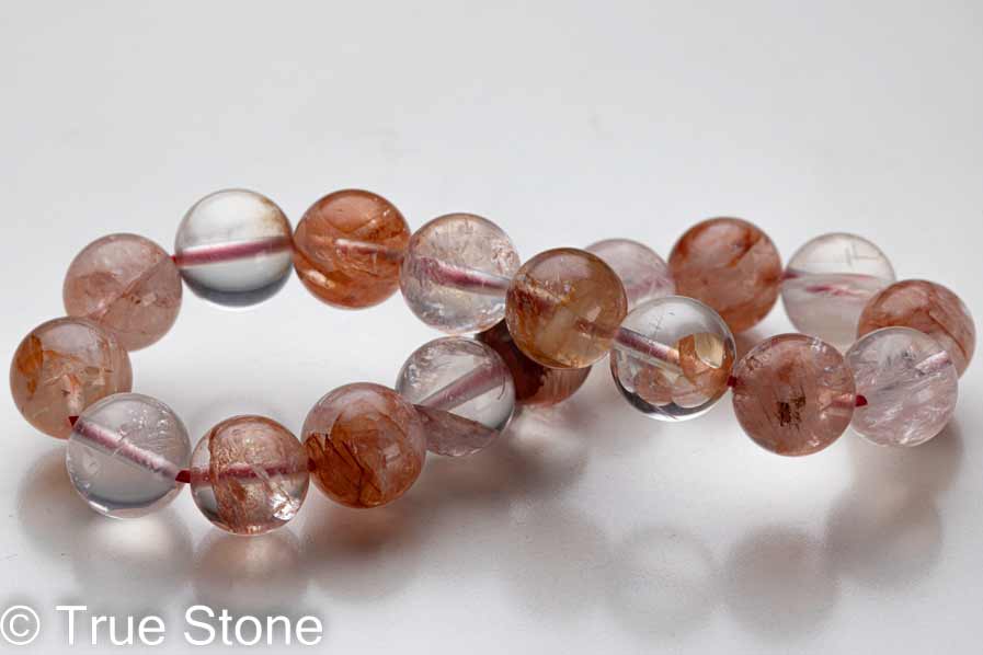 レッドヘマタイトクォーツ ブレスレット 9.9mm-10.5mm ヘマタイト パワーストーン 天然石 原石 浄化