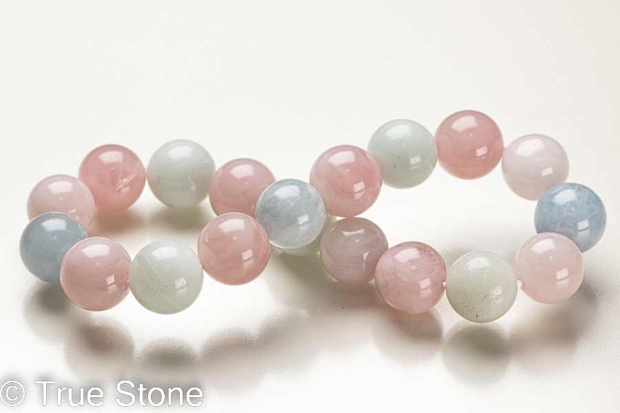 ベリル ブレスレット ミックスベリル 9.6mm-10.5mm 緑柱石 アクアマリン モルガナイト パワーストーン 天然石 原石