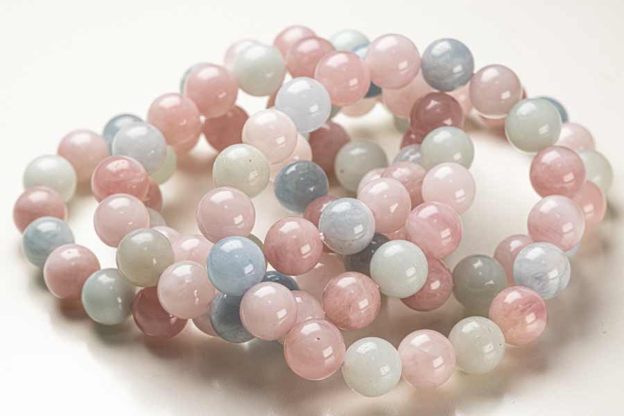 ベリル ブレスレット ミックスベリル 9.6mm-10.5mm 緑柱石 アクアマリン モルガナイト パワーストーン 天然石 原石