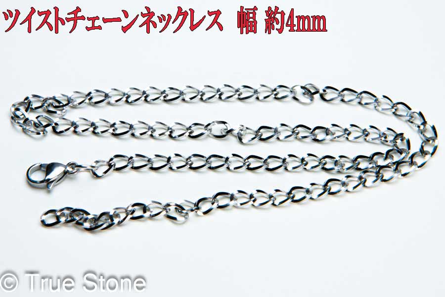 ツイストチェーン ステンレス鋼 4mm × 1.8mm ペンダントトップ カーブチェーン ネックレス