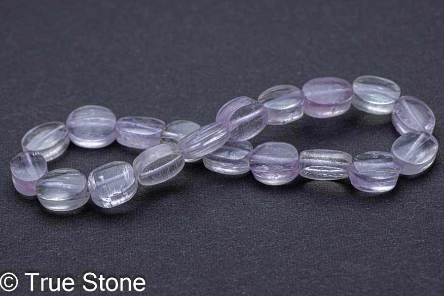 AAA クンツァイト フラットオーバルカット ブレスレッド 14.2g 天然石 原石 パワーストーン