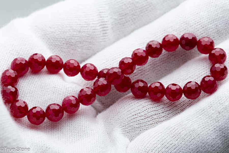AAAAA 合成 カット ルビー ブレスレット ブラックライトで「真紅」に蛍光する高発色タイプ