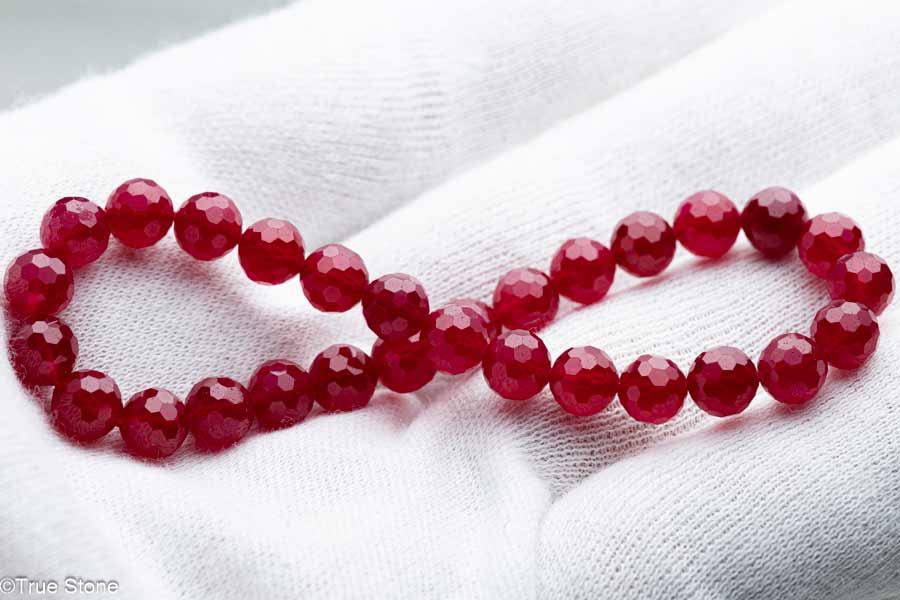 AAAAA 合成 カット ルビー ブレスレット ブラックライトで「真紅」に蛍光する高発色タイプ