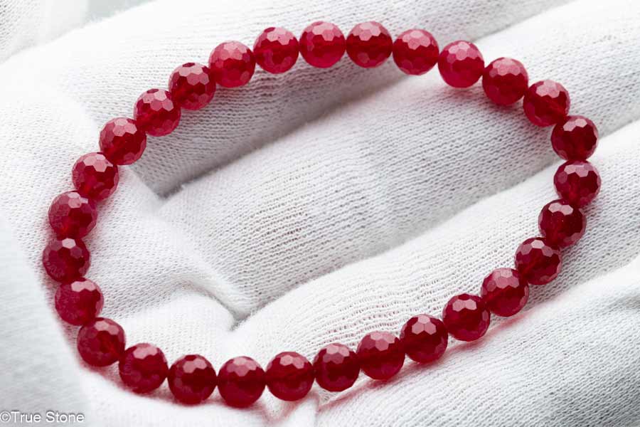 AAAAA 合成 カット ルビー ブレスレット ブラックライトで「真紅」に蛍光...