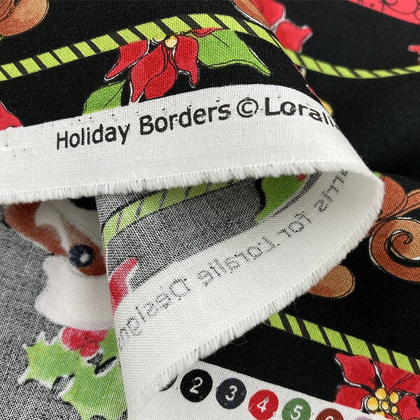 生地 ロラリー クリスマス Holiday Borders692-550-black【数量×50cm単位】Loralie Designs ローラライデザインズ