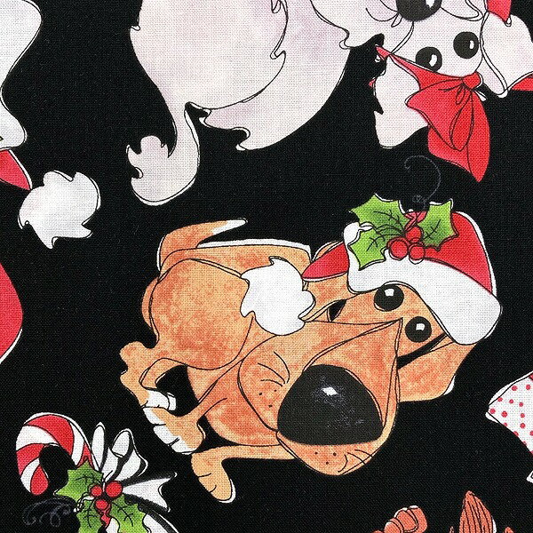 生地 ロラリー クリスマス Doggie Toss692-552-black 【数量×50cm単位】Loralie Designs ローラライデザインズ