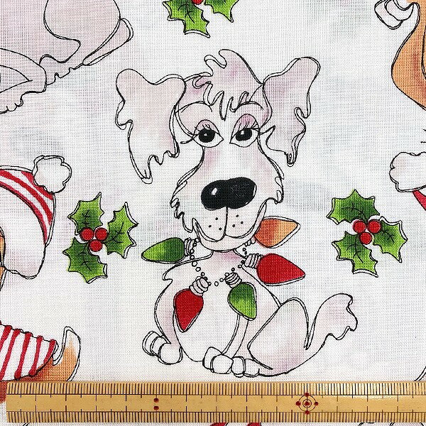 生地 ロラリー クリスマス Doggie Toss692-553-white【数量×50cm単位】Loralie Designs ローラライデザインズ