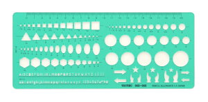 【記号や図形がすぐ書ける】記号・図形テンプレート定規 100x234x1mm テーパーカット 003-003【クロネコゆうパケットで送料無料】