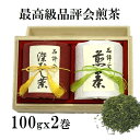 高級煎茶と高級深蒸し茶の品評会最高級茶セット 茶缶入 計200g（100gx2個）静岡県袋井市産 静岡県足久保産 生産者指定 1番茶 名人茶 手摘み 送料無料 贈答用 ギフト プレゼント