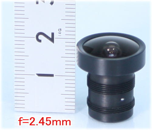 　高級ボードレンズ(赤外線照射機対応)【仕様】 焦点距離 f=2.45mm/F=2.0 包括角度 水平x垂直 1/3時：105°x 87° 1/4時： 80°x 60°