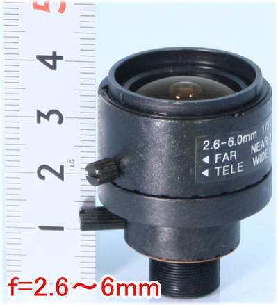 【SA-48811】防犯カメラ・監視カメラ バリフォーカルボードレンズ f=2.6〜6.0mm(F=1.6〜2.5)レンズネジ径12mm