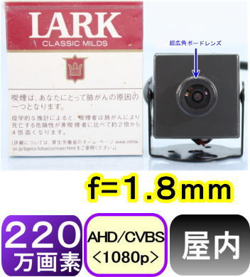 【SA-51113】 防犯カメラ 監視カメラ 220万画素カラー 1200TVL CMOS小型カメラ(ボードレンズタイプ) f 1.8mm 水平画角約130度