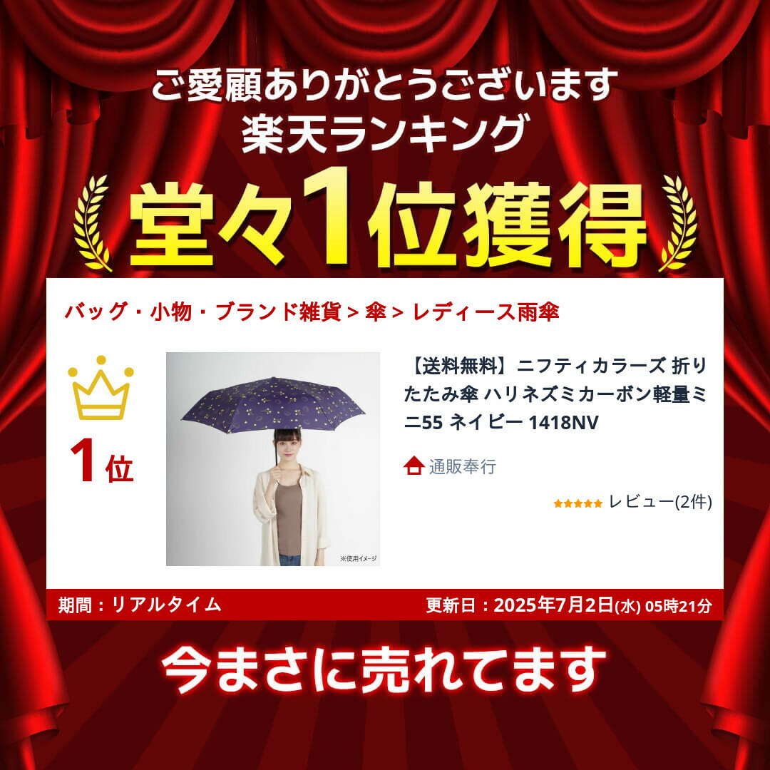【送料無料】ニフティカラーズ 折りたたみ傘 ハリネズミカーボン軽量ミニ55 ネイビー 1418NV