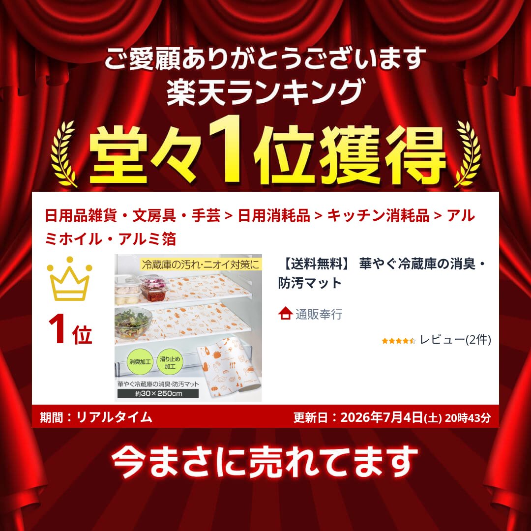 【送料無料】 華やぐ冷蔵庫の消臭・防汚マット