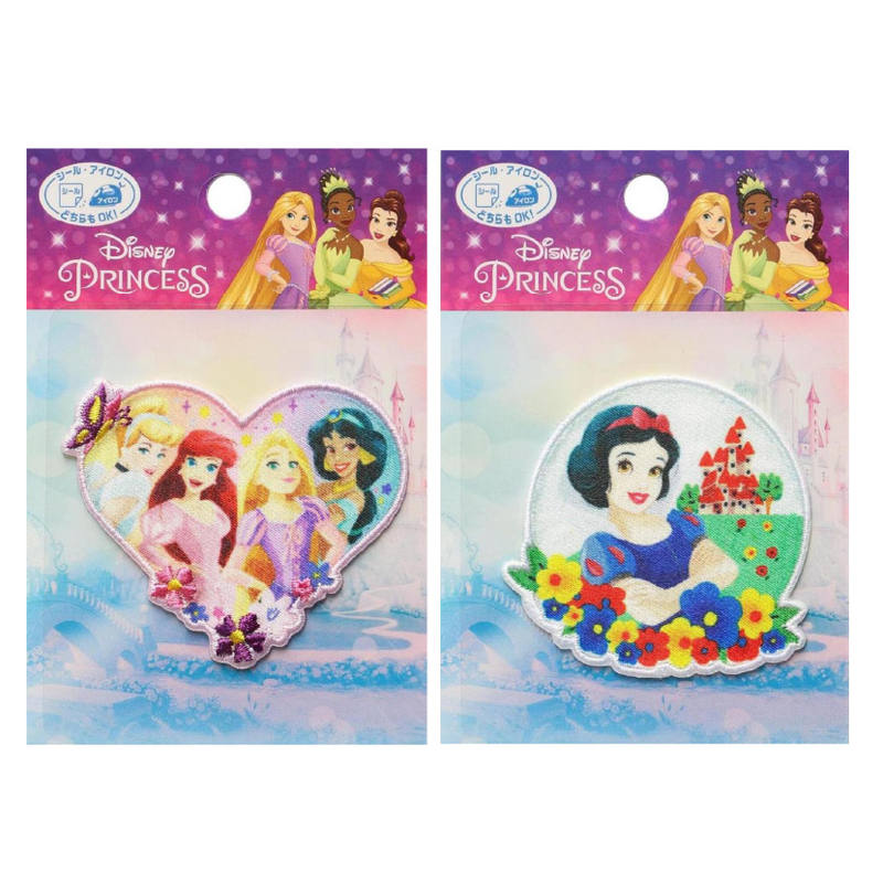 ワッペン ディズニー プリンセス「シンデレラ・アリエル・ラプンツェル・ジャスミン」 白雪姫 1枚入 シール・アイロン両用タイプ 入園入学 パイオニア ワッペン　デコレーション　入園入学　通園カバン　めじるし