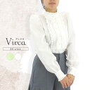 ヴィルカ Virca ブラウス レディース フリル ギャザー スタンドカラー 長袖 フォーマル ドレッシー フェミニン キュート Mサイズ 2024年春夏