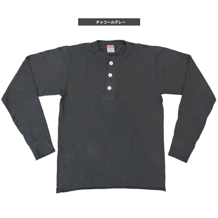 ヘルスニット Healthknit　#906L　L/S Sleeve Henley Neck 長袖 ヘンリーネック Tシャツ 【チャコールグレー】/ヘルスニット Healthknit　#906L 長袖 ヘンリーネック Tシャツ ヘルスニット Healthknit　#906L 長袖 ヘンリーネック Tシャツ