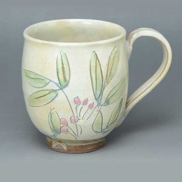 マグカップ コーヒーカップ 京焼 清水焼 陶器製 プレゼント 人気 和食器 粉引草花（ピンク） こびきそうか（ぴんく） 日本製 高級 おしゃれ