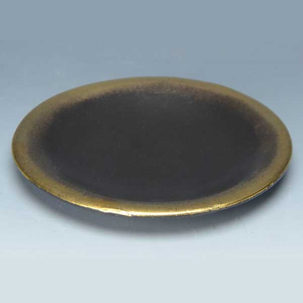 皿 おしゃれ 京焼 清水焼 陶器製 日本製 器 5寸丸皿 黒釉金彩 こくゆうきんさい おしゃれ 高級 プレゼント 人気 和食器