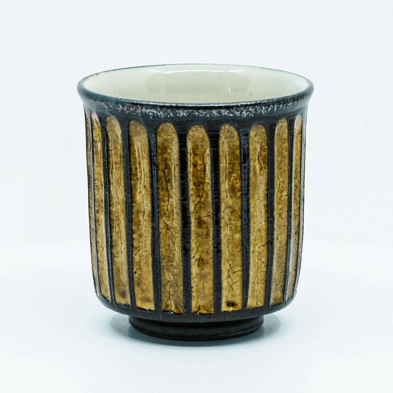 乐天商城 - 湯呑み 湯のみ 湯飲み 京焼 清水焼 湯呑み茶碗 陶器製 日本製 器 おしゃれ 高級 プレゼント 人気 和食器 湯呑(小)1客 紙箱入 黄釉しのぎ