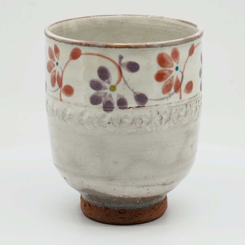 Rakuten - 湯呑み 湯のみ 湯飲み 京焼 清水焼 湯呑み茶碗 陶器製 日本製 器 おしゃれ 高級 プレゼント 人気 和食器 湯呑(大) 1客 紙箱入 花三島