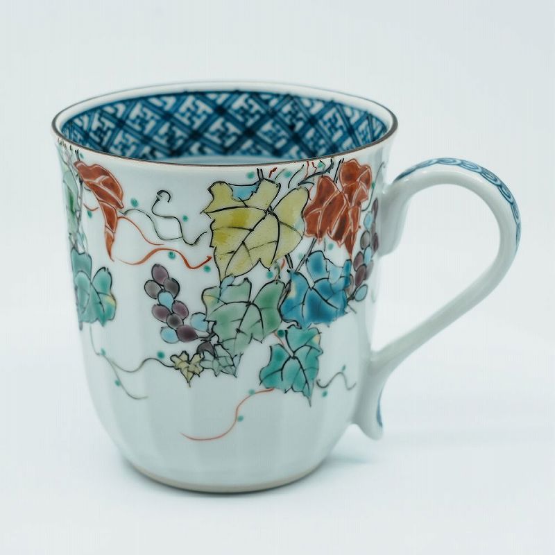 マグカップ コーヒーカップ 京焼 清水焼 磁器製 日本製 高級 おしゃれ プレゼント 人気 和食器 マグカップ 1客 紙箱 色絵葡萄