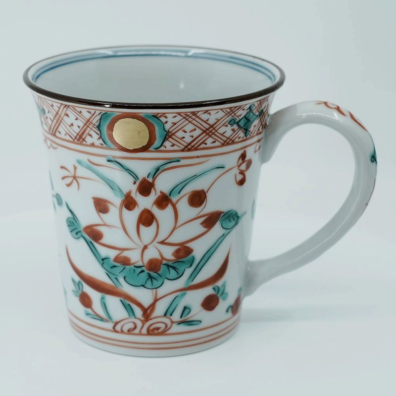 マグカップ コーヒーカップ 京焼 清水焼 磁器製 日本製 高級 おしゃれ プレゼント 人気 和食器 マグカップ 1客 紙箱 赤絵金丸