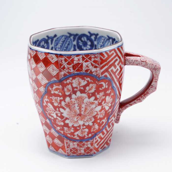 マグカップ コーヒーカップ 京焼 清水焼 磁器製 日本製 高級 おしゃれ プレゼント 人気 和食器 1客 赤描間取牡丹小カップ