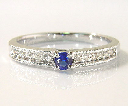 K18 ブルーサファイア ダイヤモンド リング 「decenza」 プラチナ900・K10選択可 指輪 サファイヤ ダイアモンド ゴールド 18K 18金 ミル打ち 誕生日 9月誕生石 刻印 文字入れ メッセージ ギフト 贈り物 ピンキーリング対応可能