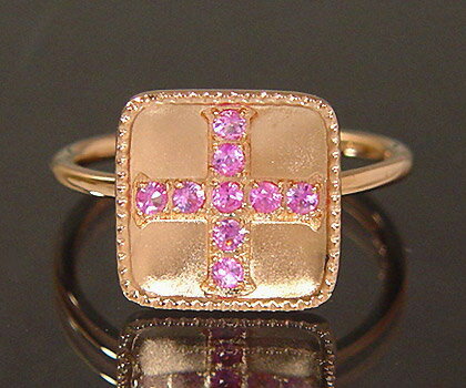 週末限定500円クーポン K18 ピンクサファイア リング 「greco」 プラチナ900・K10選択可 クリスマス Xmas