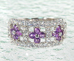 週末限定500円クーポン SV925 アメシスト キュービックジルコニア フラワー リング 指輪 シルバー925 SILVER スターリングシルバー アメジスト...