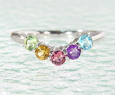"キャンディのような宝石たちがキュート！" SV925 マルチカラー ヴイタイプ リング【ピンキーリン...