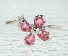 SV925 ピンクトルマリン キュービックジルコニア フラワー リング指輪 シルバー925 SILVER925 スターリングシルバー 誕生日 11月誕生石 刻印 文字入れ メッセージ ギフト 贈り物 ピンキーリング対応可能