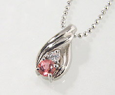 SV925 ピンクトルマリン キュービックジルコニア ペンダントネックレス シルバー925 SILVER スターリングシルバー 誕生日 10月誕生石 カットボー...